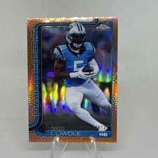 2025 Topps Chrome Rico Dowdle #43 Football Leather Orange Refractor 8/25