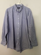 Vintage Lands' End Men s 17-34 Blue Long Sleeve Button Down 100 Cotton, USA