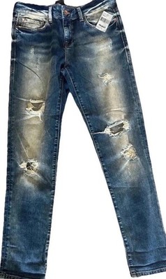 New Mavi Distressed Jeans ADA tapered Boyfriend 30 Measured 28 Inseam 9  Rise