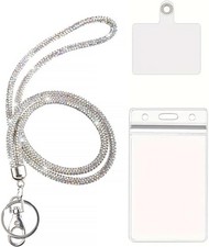 Fashion 34.8" Sparkle AB White Crystal Neck Lanyard,Exclusive Bling ID Badge...