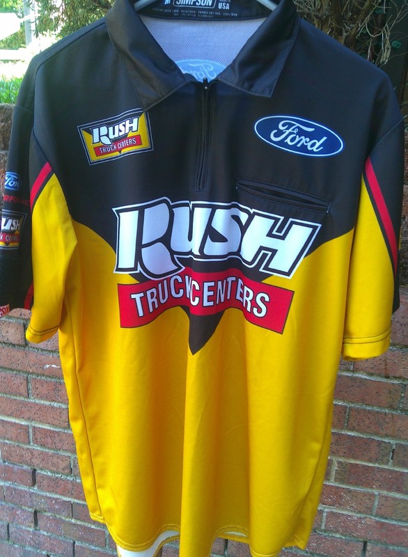 Clint Bowyer #14 RUSH TRUCK CENTERS/Stewart Haas race worn pit crew shirt-M