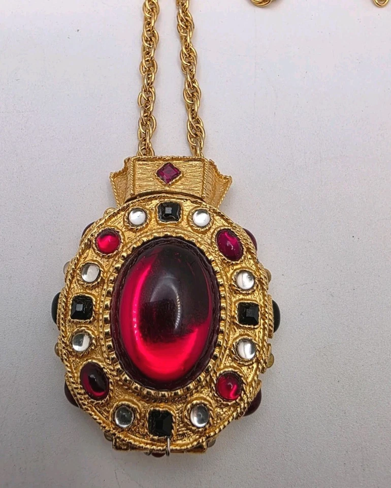 Verificado Michaela Von Habsburg MVH Tono Dorado Multi Reloj Colgante Collar US3 Foto 2 de 4