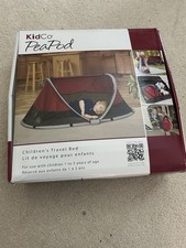 KidCo PeaPod Toddler Portable Travel Bed Pop-Up Tent, Red Gray Black