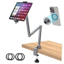 2-in-1 iPad Stand for Desk, Aluminum iPad Holder Arm with Clamp  Magnetic