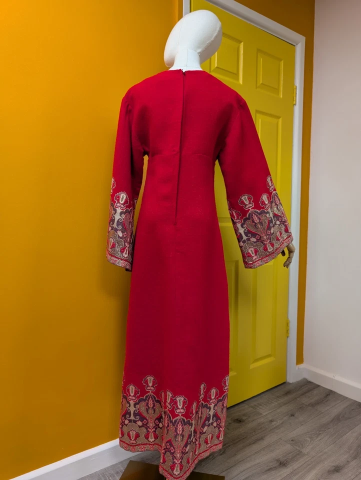 Vintage 1960s/1970s Polly Peck Red Dress With Gold - Size 8 - Image 4 of 4