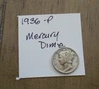 1936-P U.S. Mercury Dime (90% silver) in flip