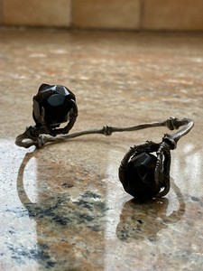 LSD Jewellery OOAK Midnight Dreary Onyx and Sterling Cuff Bracelet, Bloodmilk