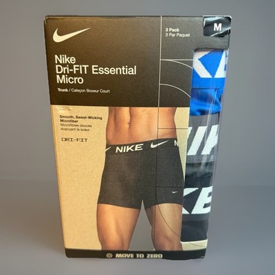 Nike Men s Essential Micro Dri-FIT Trunks 3-Pack Underwear Blue Grey Black M