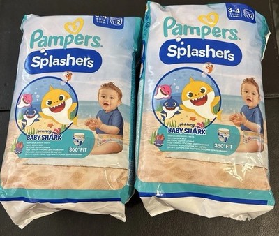 Pampers Splashes Größe 3-4 12er Pack x 2 Einwegwindeln Baby Shark Edition