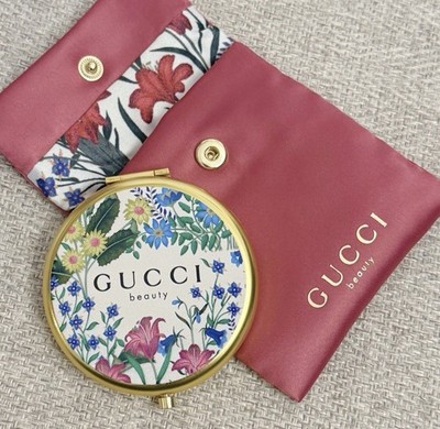 Gucci Floral Pattern Compact Mirror Beauty Promo Gift with Pouch