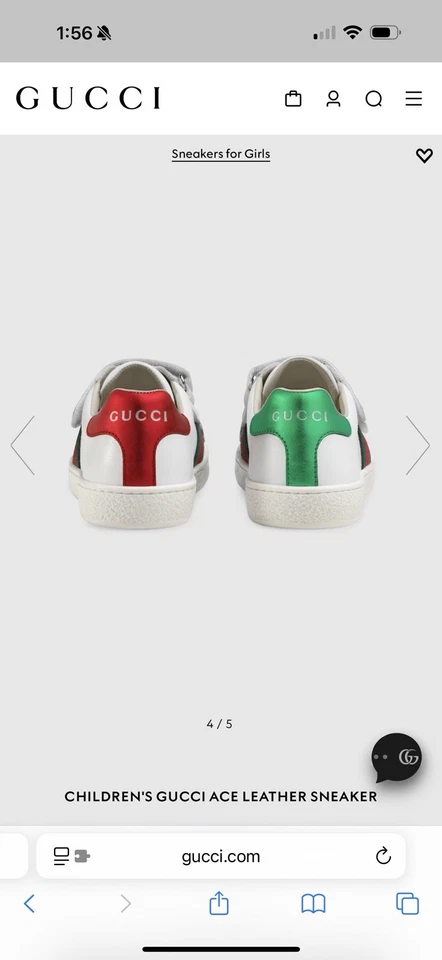 Кожаные ремни GUCCI Ace Trainers белая боковая полоса EU35 UK2.5 RRP245 100% подлинные - Изображение 4 из 4