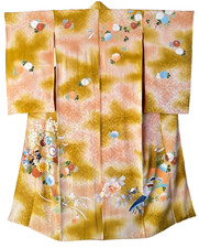 Japanese KIMONO 1940's Antique Silk Kimono Gown Robe Vintage gifts boho juban