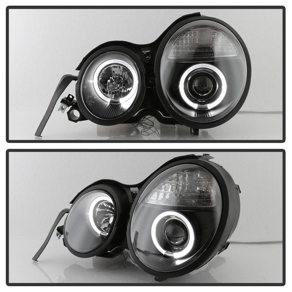 Faros proyectores LED halo negros Mercedes Benz W210 E300 E320 E430 1996-1999 Foto 3 de 4