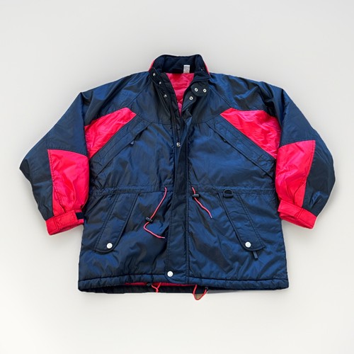 Marlboro, Vintage Marlboro Adventure Parka Puffer Jacket Mens XL Black Red Colorblock 90s