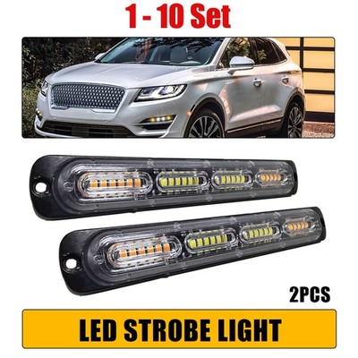 2-20X Amber/White 24LED Car Truck Strobe Light Flashing Bar Indicator Light Kit