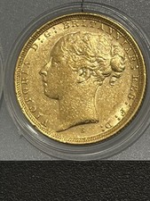 Solid 22ct Gold Full Sovereign Coin 1886 Sydney Mintmark 7.98 Grams