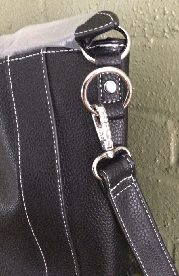 Bolso/cartera hobo Julia Buxton grande de cuero sintético negro Foto 4 de 4