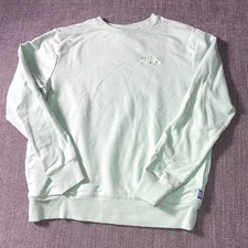 Fila Sweatshirt Women's S Green French Terry Embroidered Logo Crew Neck Pullover
