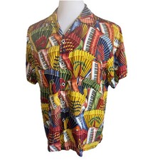 Vintage Bayou Wear Shirt Mens Large Multicolor New Orleans Jazz Fest Piano Cajun