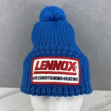 Vintage Lennox Air Conditioning-heating Patch Blue Knit Beanie Pom Pom Hat
