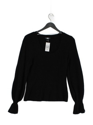 Paige Damen Pullover M schwarz Wolle mit Nylon Rundhals Pulli