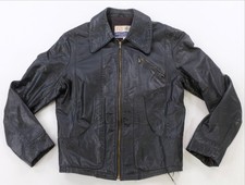 Rare Vintage WELLINGTON LEATHERS Zip Front Leather Jacket 70s USA Made Black 40