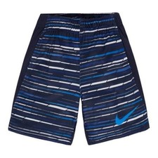 Boys Nike Shorts 4 Blue Striped Elastic Drawstring Waist Dri Fit Athletic