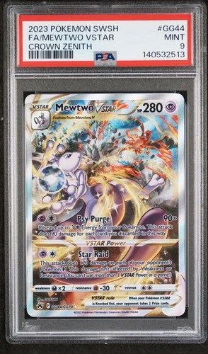 2023 POKEMON SWORD & SHIELD CROWN ZENITH #GG44 FULL ART/MEWTWO VSTAR PSA 9