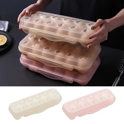Egg Holder with Lid 12-Grid Large Capacity Home Egg Container Stackable Tray