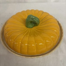 Autumn Pumpkin Pie Covered Pie Pan Dish VTG Dessert Thanksgiving Fall Gathering