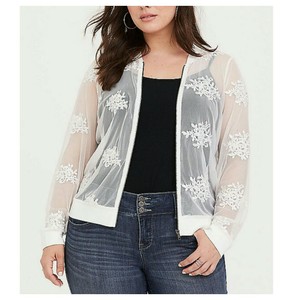 plus size embroidered bomber jacket