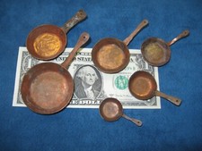 Set of 6-Vintage MINIATURE DOLLHOUSE Graduated COPPER PANS