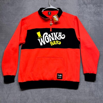 Willy Wonka & The Chocolate Factory Sweatshirt Mens XL Red Cakeworthy Wonka Bar