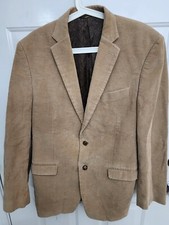 Chaps Men's 42L Tan Beige Corduroy Blazer Sport Coat Jacket, Elbow Patches Lined