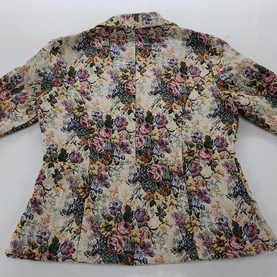 Chaqueta Blazer Vintage Karen Kane Tapiz Floral Mediana Cottagecore Granja Abuela Foto 2 de 4