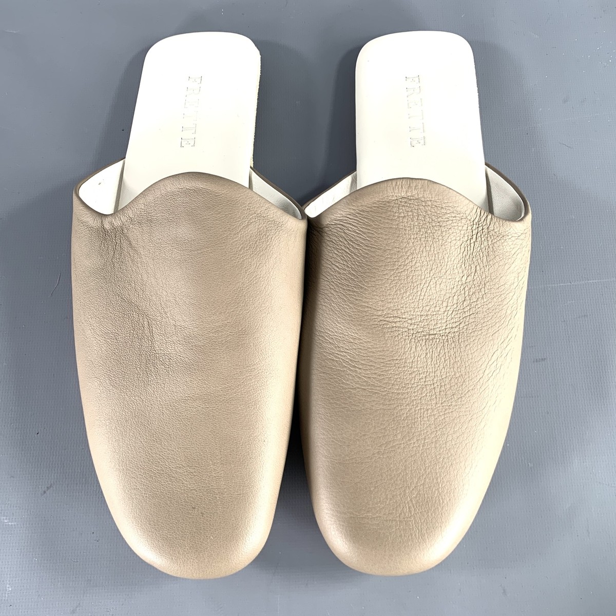 FRETTE Size 9 Grey Taupe Leather Slippers Loafers FRETTE Size 9 Grey Taupe Leather Slippers Loafers | eBay main image 2