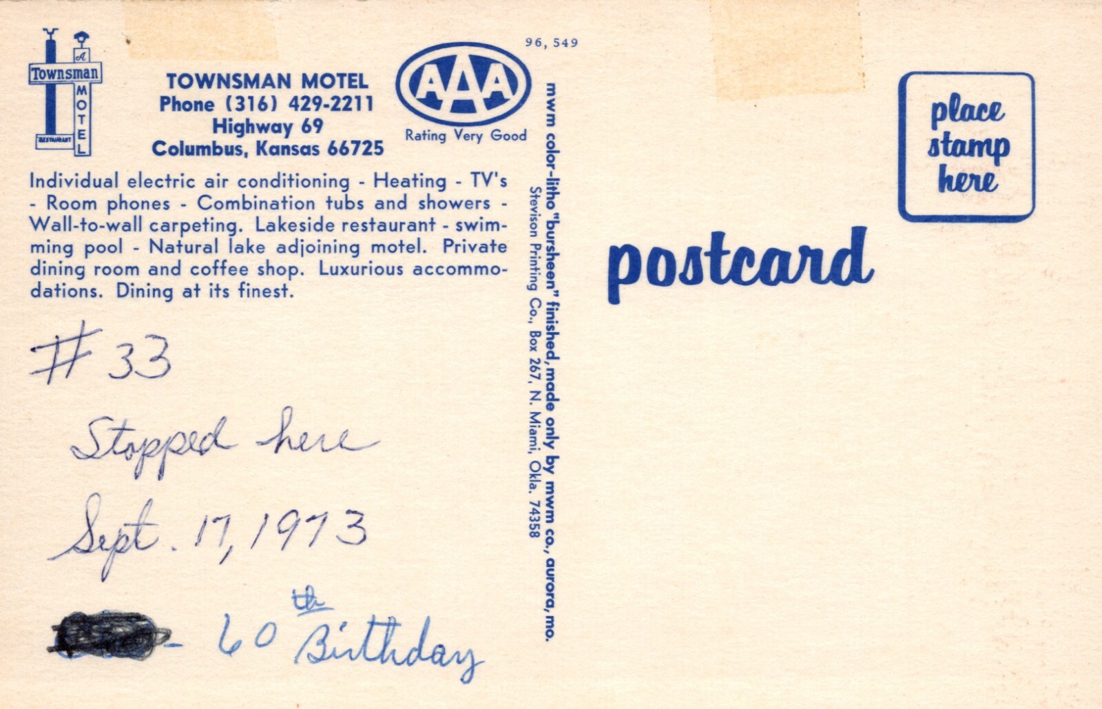 Townsman Motel in Columbus KS Postcard eBay