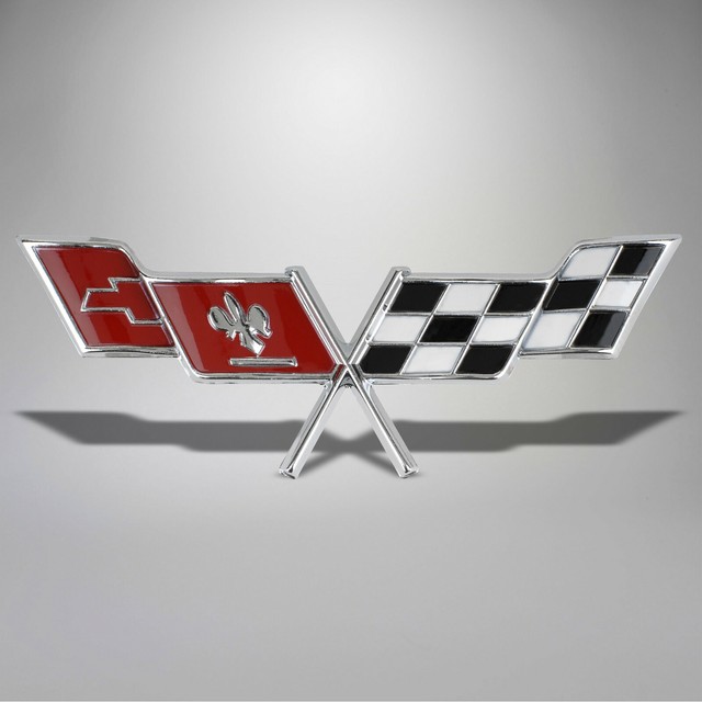 1977 Corvette C3 Gas Door Emblem Crossed Flags 600596 eBay