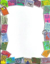 Decorative Letterhead Copy Paper International Postal Stamp Design 33 Sheets 11"