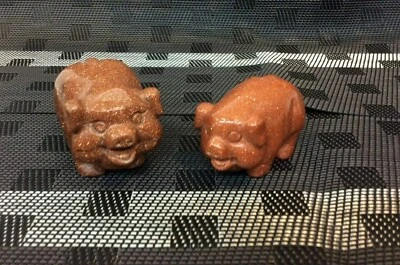 Golden Sandstone Pig Statue -Pair - Bring the Prosperity to the year - image 1 of 4