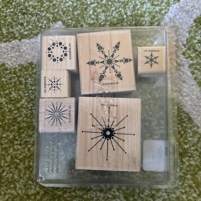 SNOW BURST Stampin Up Wood mounted Wood mounted stamps Set of 6 ...
