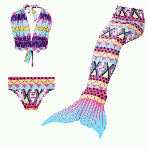 Girls Swimmable Mermaid Tail Swimsuit Bikini Swimwear Swimming USA SELLER 4T-12 - Picture 5 of 10