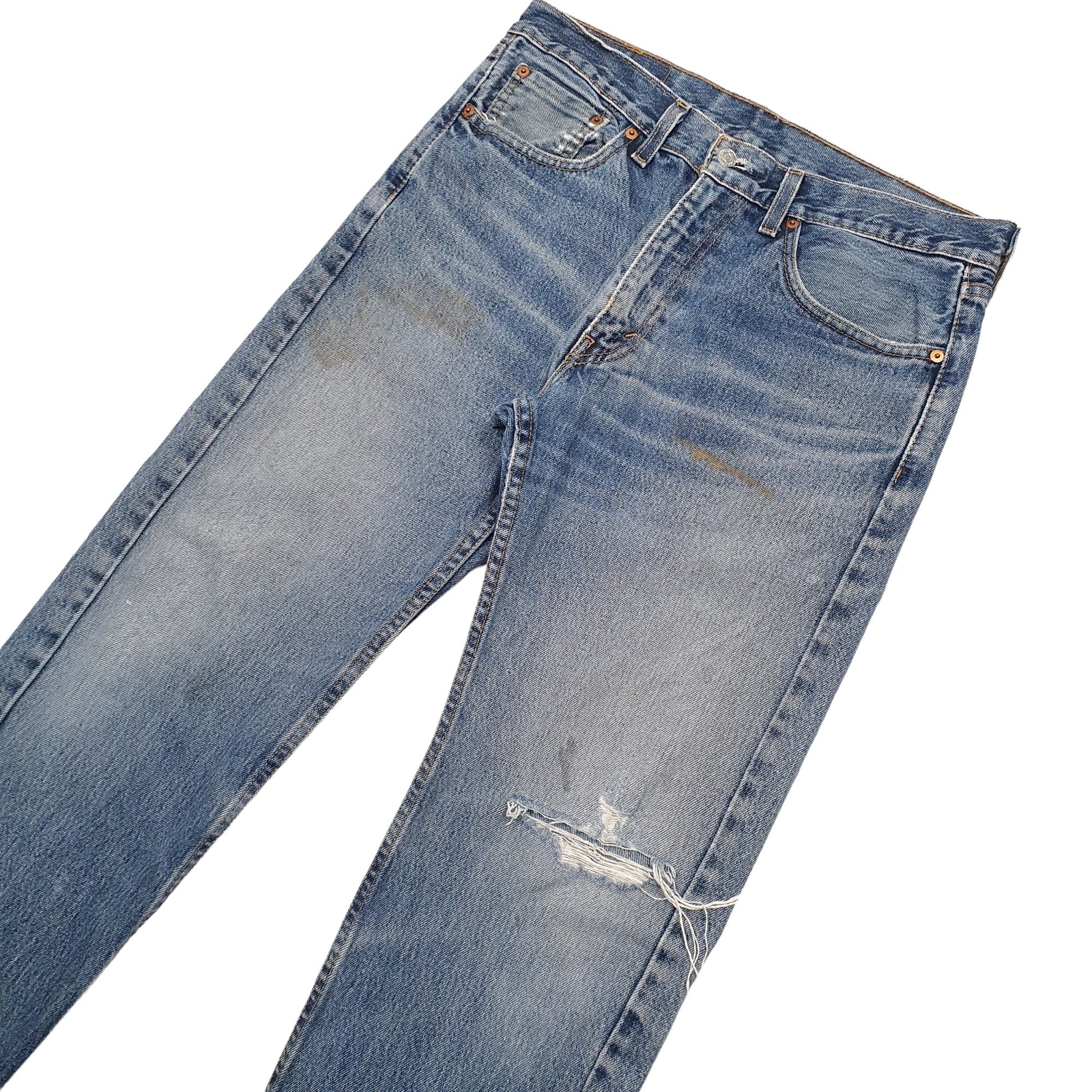 LEVIS 505 Jeans Regular Fit Blue Denim Trousers Mens W32 L30 image 3
