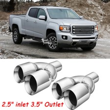 For GMC Canyon Inlet 2.5" Outlet 3.5" Twins Out Exhaust Tip 9.5" Length Chrome
