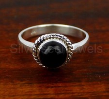Natural Black Onyx Ring, 925 Sterling Silver Ring Hammered band ring Unisex Ring