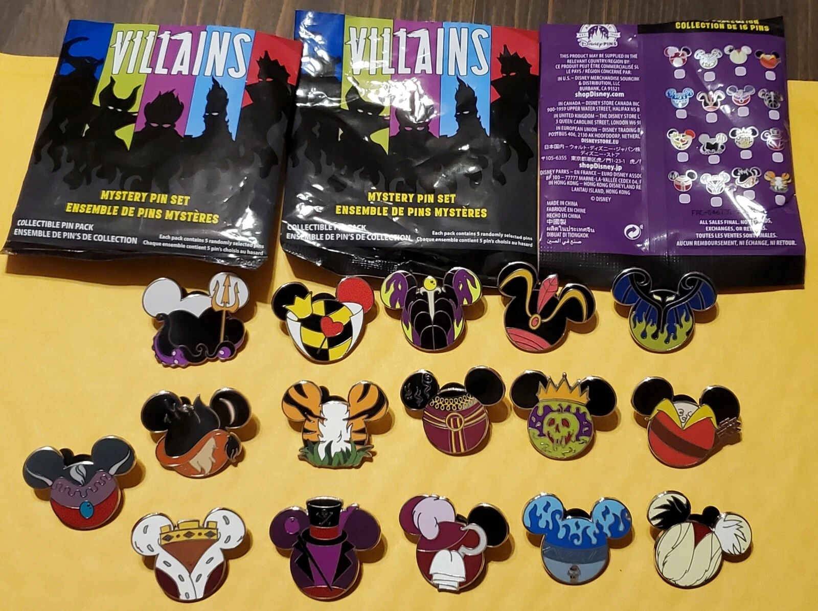 Disney Pins Villains Mickey Icon 2022 Complete Set Of 16 New Free shipping