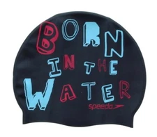 Speedo Junior Swim Cap Born in the Water Silicone Latex Free, Youth Size