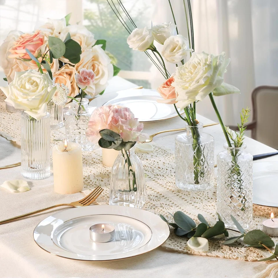 Glasvase Set 12 Kleine Vasen für Tischdeko Dekoration Hochzeitsdeko Rezepetion H - Bild 2 von 4