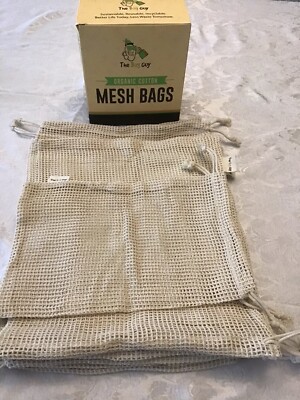 Organic Cotton Mesh Bags | Reusable Vegetable Produce Bags | Zero Waste (9-pack)