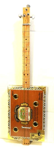 Cigar box guitar, 3 string, metal frets, piezo sound PU installed (see desc)